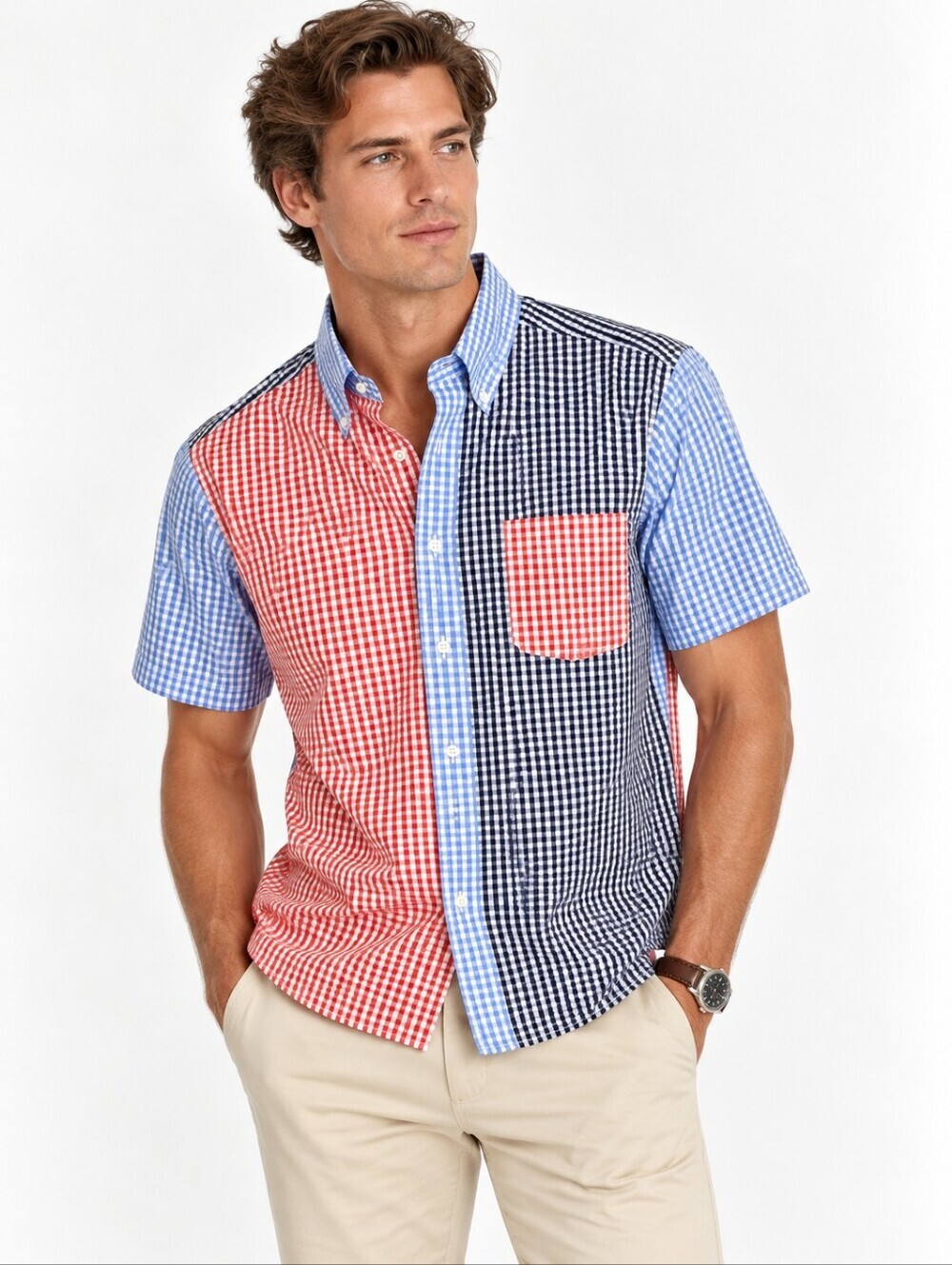 Brooks Brothers Mixed Gingham Check Shirt Short Sleeve